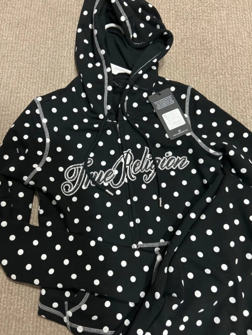True Religion polka dot fitted zip hoodie (Just Jacket)
